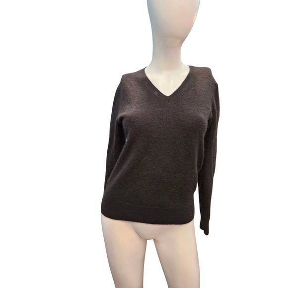 Last Brand Black Cashmere V Neck Sweater Medium Womens Fall Winter - Picture 4 of 8